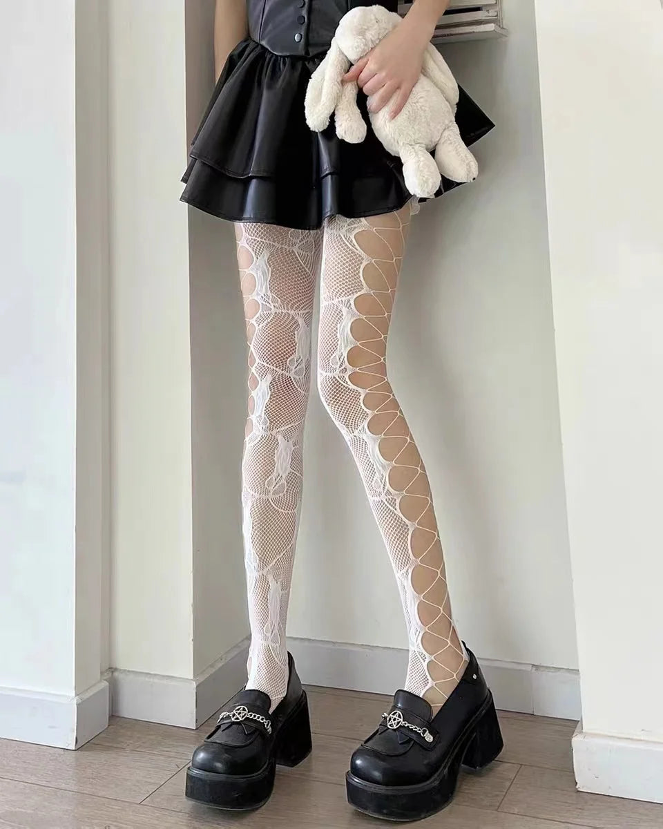 🌸✨ Medias de Red para Mujer – Pantimedias Altas con Diseño Floral, Sexy y Elegantes 🖤🧦