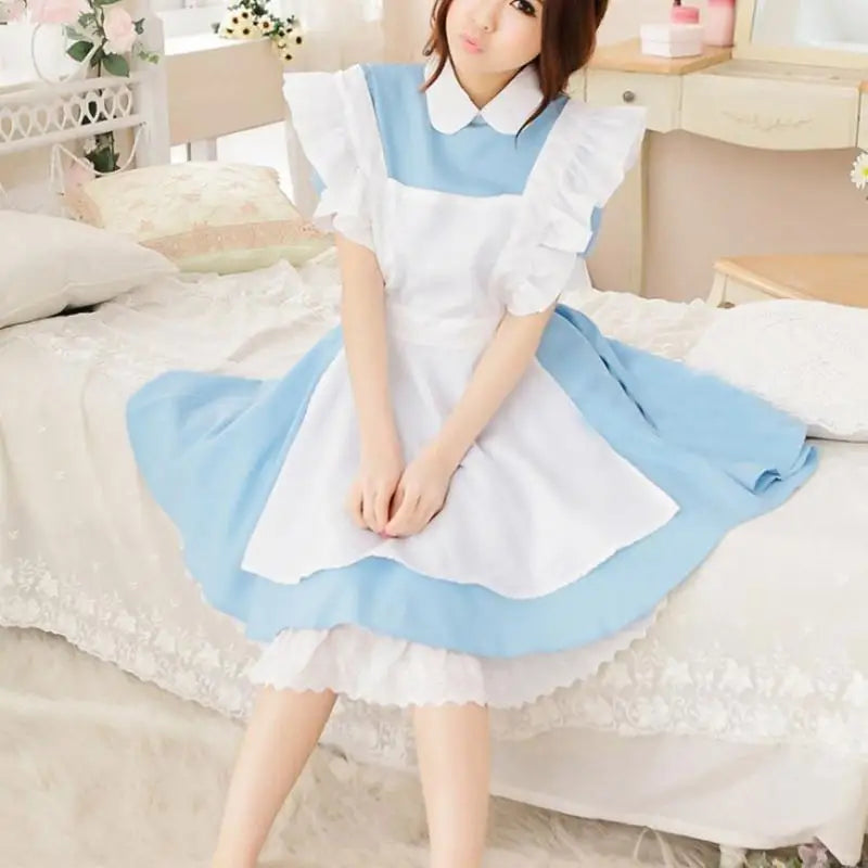 💙🎀 N5KB Anime Maid Cosplay Dress con Delantal 🎀💙