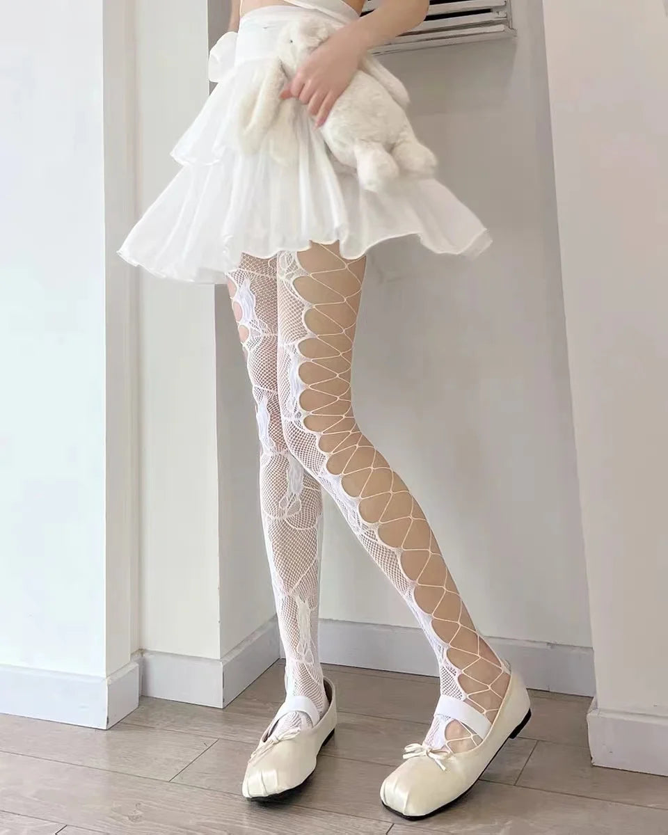 🌸✨ Medias de Red para Mujer – Pantimedias Altas con Diseño Floral, Sexy y Elegantes 🖤🧦