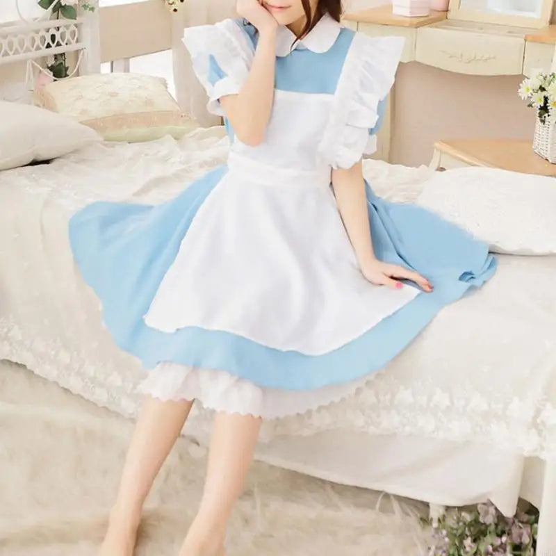 💙🎀 N5KB Anime Maid Cosplay Dress con Delantal 🎀💙