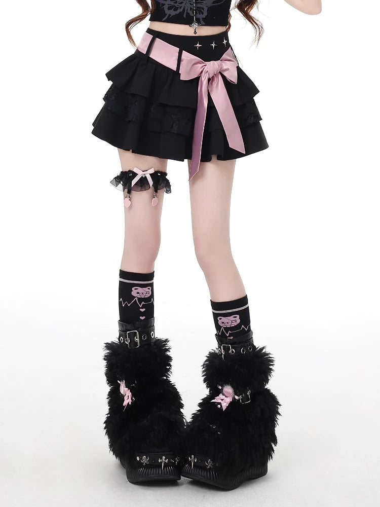 🎀✨ Falda Capas con Lazo Y2K – Mini Falda A-Line Punk Dulce para Mujer 👗🌞 Verano 2025 👑 Ruffles, Patchwork & Estilo Gótico Lolita 🖤