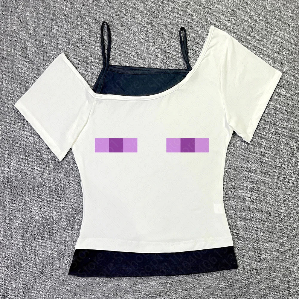 🖤✨ 2000s Vintage Punk Baby Tee Y2K Streetwear ✨🖤2000s Vintage Women's Crop Top Punk Streetwear Slim Aesthetic Graphic Print Clothing Y2k Clothes Gothic Emo Baby Tees Women Tops