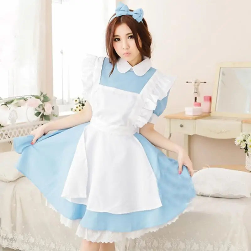 💙🎀 N5KB Anime Maid Cosplay Dress con Delantal 🎀💙