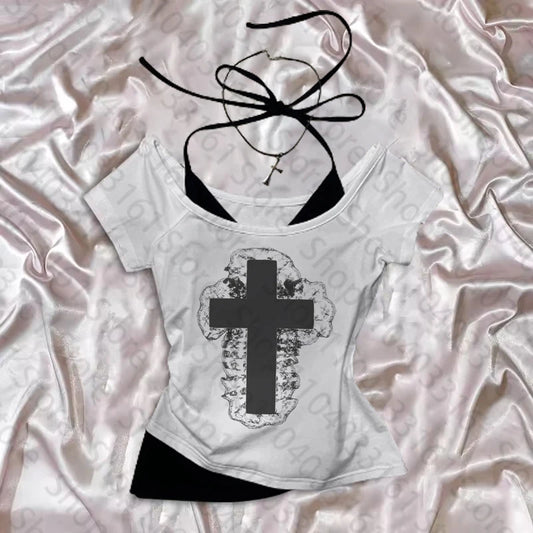 🖤✨ Harajuku Graphic Print Crop Top Y2K Hip Hop Style ✨🖤