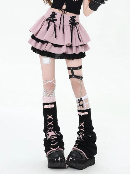 🎀✨ Falda Mini Japonesa Lolita para Mujer – Cintura Alta Negra con Encaje y Diseño Chic Y2K 🍰👗