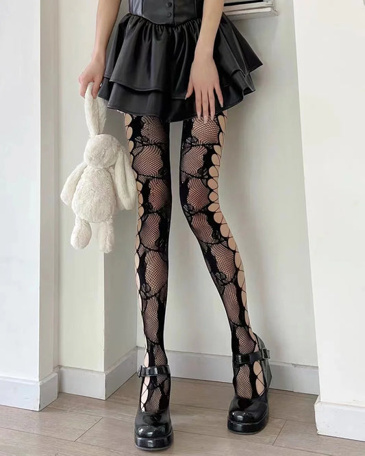🌸✨ Medias de Red para Mujer – Pantimedias Altas con Diseño Floral, Sexy y Elegantes 🖤🧦
