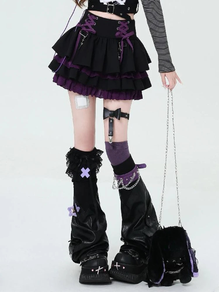 🎀✨ Falda Mini Japonesa Lolita para Mujer – Cintura Alta Negra con Encaje y Diseño Chic Y2K 🍰👗
