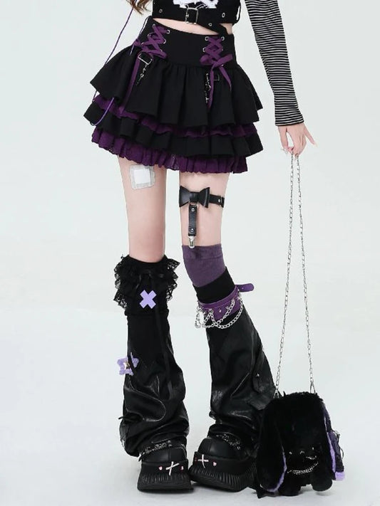 🎀✨ Falda Mini Japonesa Lolita para Mujer – Cintura Alta Negra con Encaje y Diseño Chic Y2K 🍰👗