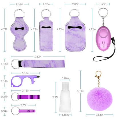 🔐🛡️ Set Completo Llavero de Seguridad con Alarma Personal – Protección y Autodefensa para Mujeres y Niñas 🚨💖