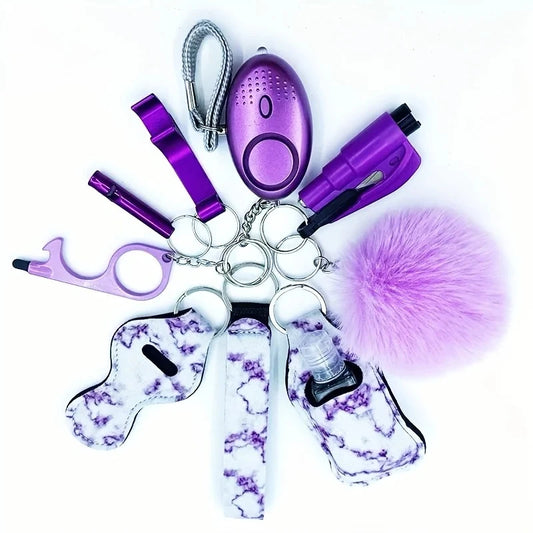 🔐🛡️ Set Completo Llavero de Seguridad con Alarma Personal – Protección y Autodefensa para Mujeres y Niñas 🚨💖