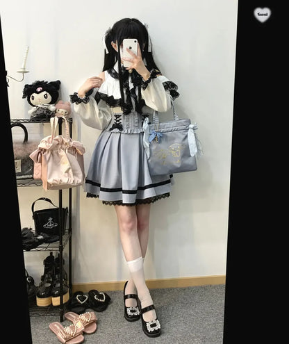 🎀🌸 [Olmee] Jirai Kei Mine Series – Falda de Doble Capa con Cinturón y Encaje 🖤💗💙 Estilo Japonés Y2K Kawaii Sweet 🌸🎀