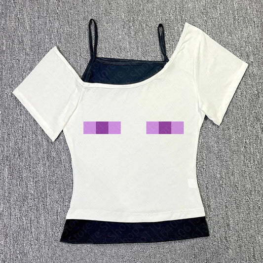 🖤✨ 2000s Vintage Punk Baby Tee Y2K Streetwear ✨🖤2000s Vintage Women's Crop Top Punk Streetwear Slim Aesthetic Graphic Print Clothing Y2k Clothes Gothic Emo Baby Tees Women Tops